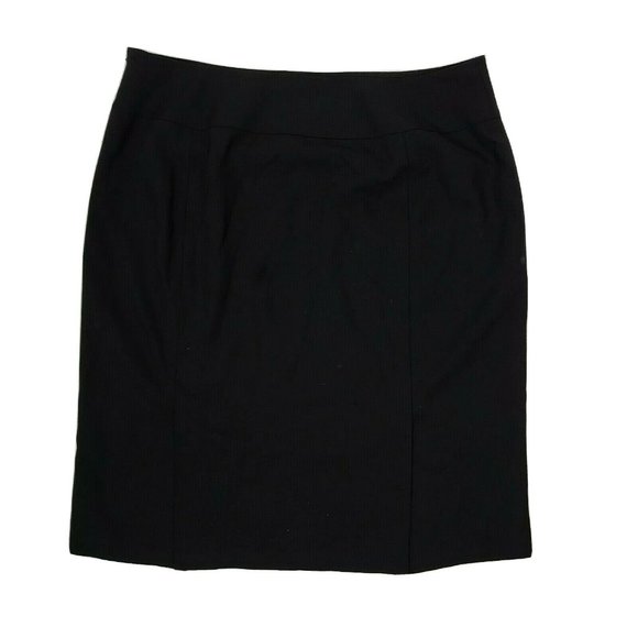 Ann Taylor Loft Skirt Womens Size 10 Solid All Black Wool Blend Side Zip Pencil - Picture 5 of 5